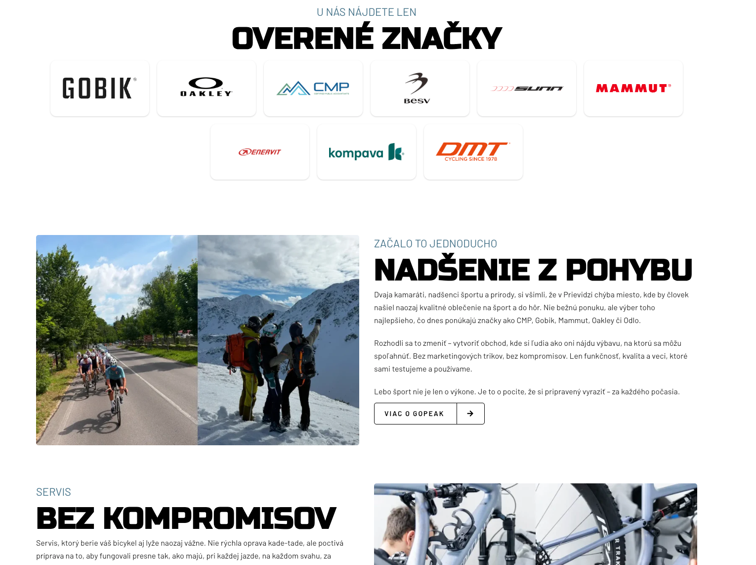 Gopeak — ukážka webu
