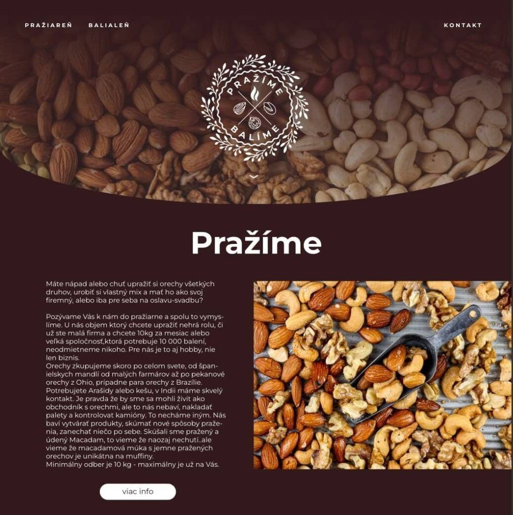 Pražíme Balíme — ukážka webu
