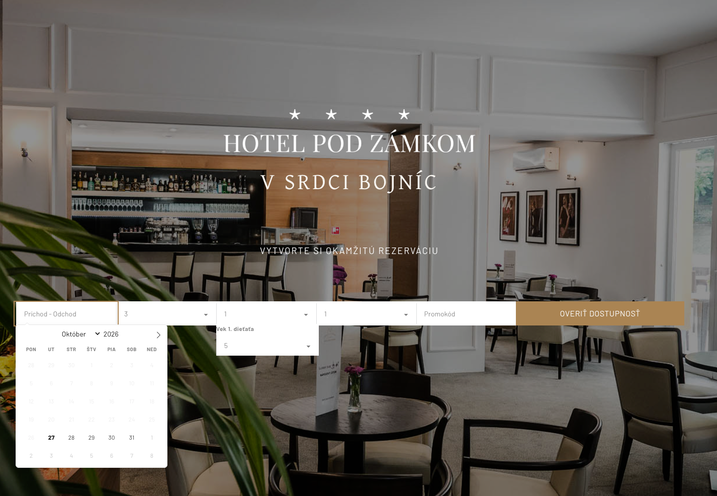 Hotel pod Zámkom — ukážka webu